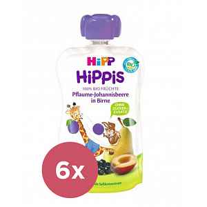 3x HIPP HiPPiS BIO 100% ovoce Hruška-Černý rybíz-Švestka 100 g - ovocný příkrm