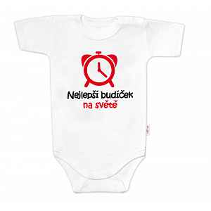 Baby Nellys Body krátký rukáv Nejlepší budíček na světě,  bílé vel.  68