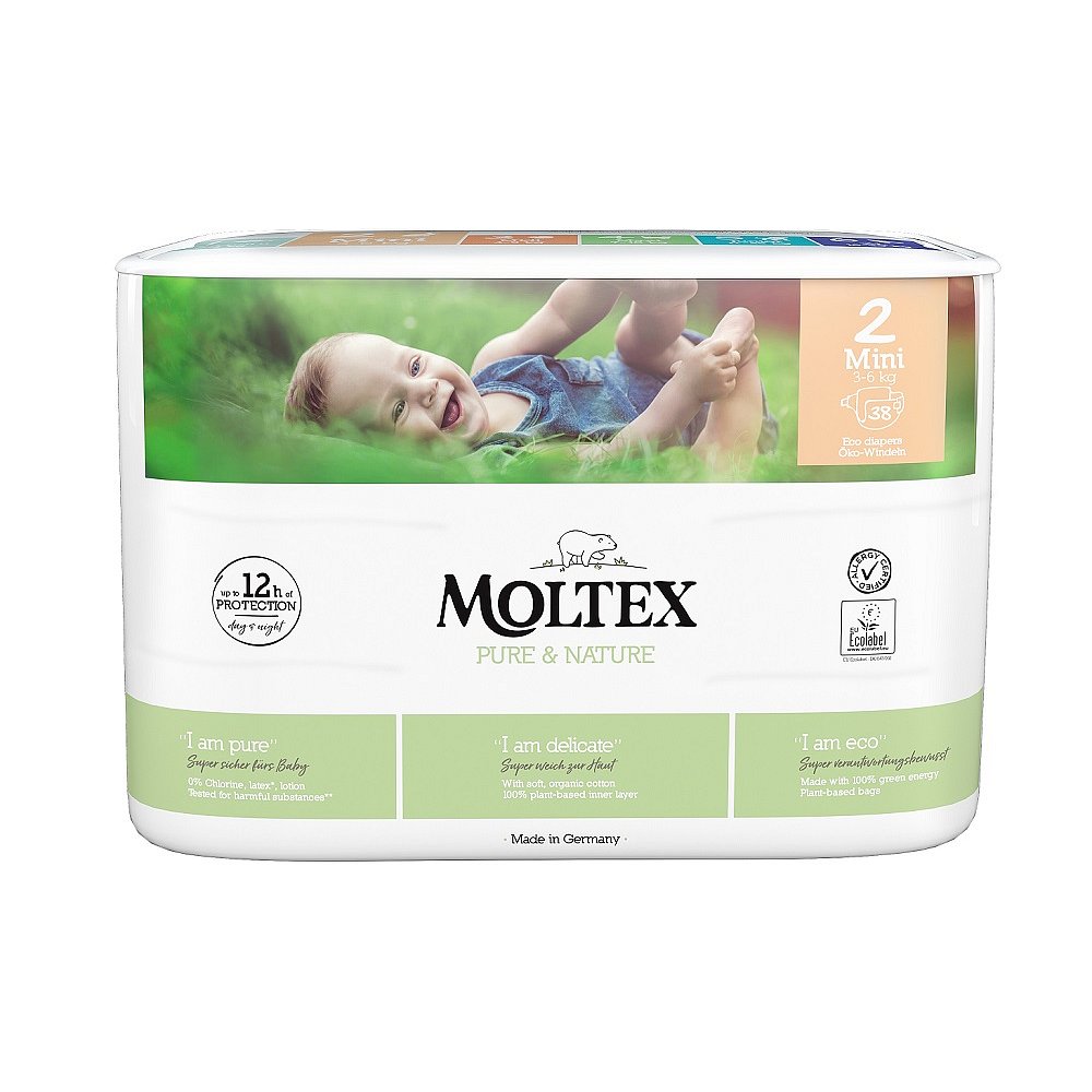 MOLTEX Pure & Nature Plenky Mini 3-6 kg - ekonomické balení (4 x 38 ks)