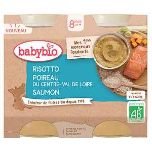 BABYBIO Bio rizoto s pórkem, máslovou dýní a lososem 2x200g