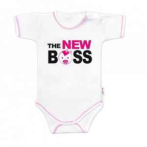 Body kr. rukáv s vtipným textem, The New Boss, vel. 80