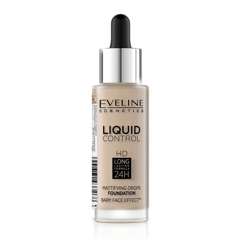 EVELINE COSMETICS Liquid Control HD tekutý make-up s kapátkem 030 SAND BEIGE 32 ml