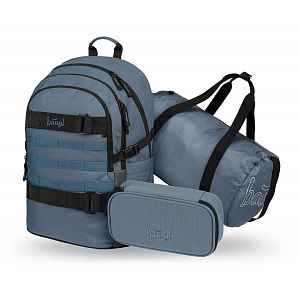 Baagl SET 3 Skate Dust Blue: batoh, penál, sportovní taška