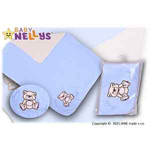 Baby Nellys Deka/dečka froté/velur - Medvídek Teddy Bear - sv. modrá