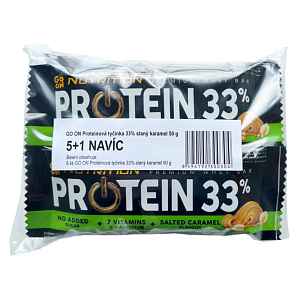 GO ON Proteinové tyčinky 33% slaný karamel 5 + 1 kus ZDARMA