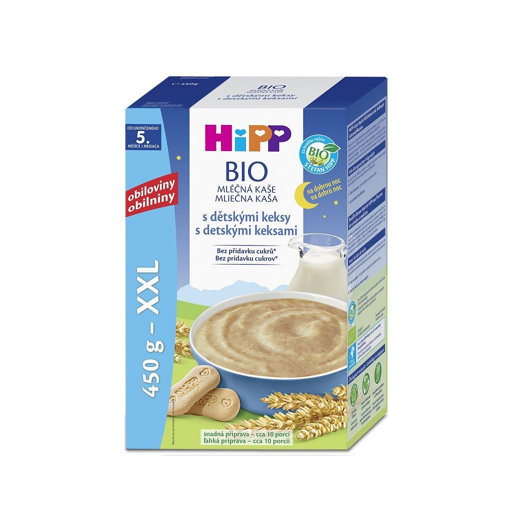 Hipp BIO Mléčná kaše na dobrou noc s dětskými keksy 450 g