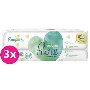 3x PAMPERS Coconut Pure ubrousky vlhčené 84 ks (2x42 ks)