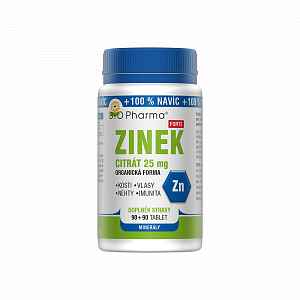 BIO PHARMA Zinek citrát forte 25mg 90+90 tablet