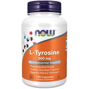 NOW L-Tyrosine, 500 mg, 120 kapslí