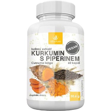 Allnature Kurkumin s piperinem bylinný extrakt 60kapslí