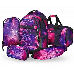 Baagl SET 5 Skate max Galaxy: batoh, penál, sáček, sportovní taška, ledvinka