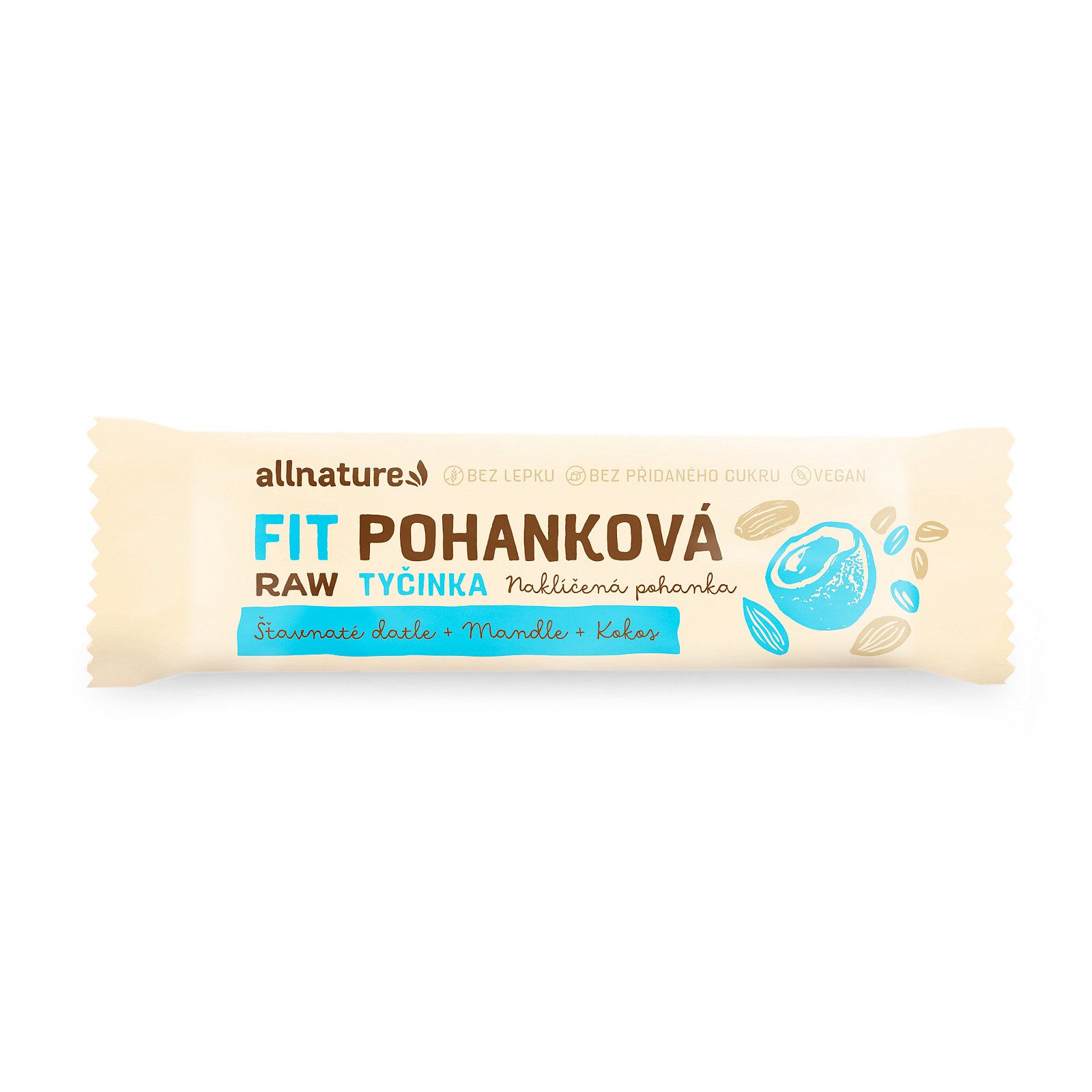 Allnature Bezlepková pohanková FIT tyčinka kokos, datle, mandle 45 g