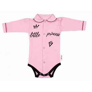 Baby Nellys Body dlouhý rukáv s límečkem,vel. 68, růžové - Little Princess