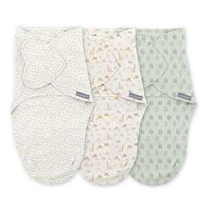 INGENUITY Zavinovačka SwaddleMe™ Ulitka bavlna 1 TOG 0-3m Monogram Collection™ Safari Swaddle, 3ks