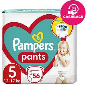 PAMPERS Plenky kalhotkové Active Baby Pants vel. 5 (56 ks) 12-17 kg
