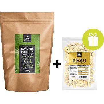 Allnature Konopný protein 50% BIO 200 g + Allnature Kešu jádra 100 g ZDARMA
