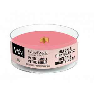 WoodWick Petite malá svíčka s dřevěným knotem meloun a růžový krystal 31 g