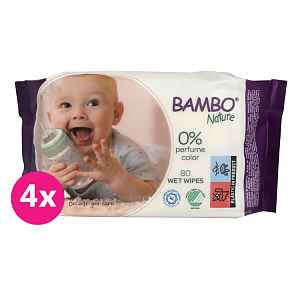 4x BAMBO NATURE Ubrousky vlhčené 80 ks