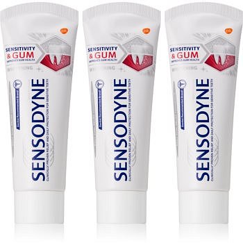 Sensodyne Sensitivity & Gum Whitening bělicí zubní pasta pro ochranu zubů a dásní 3x75 ml