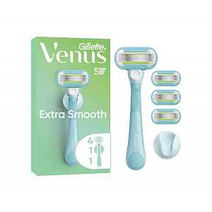 Gillette Venus Extra Smooth holicí strojek + holicí hlavice a nástěnný držáček 4 ks