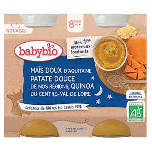 BABYBIO Bio sladká kukuřice, sladké brambory a quinoa 2x200g