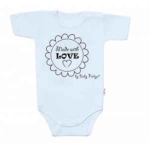 Baby Nellys Body krátký rukáv Made with love,  světle modré vel.  80