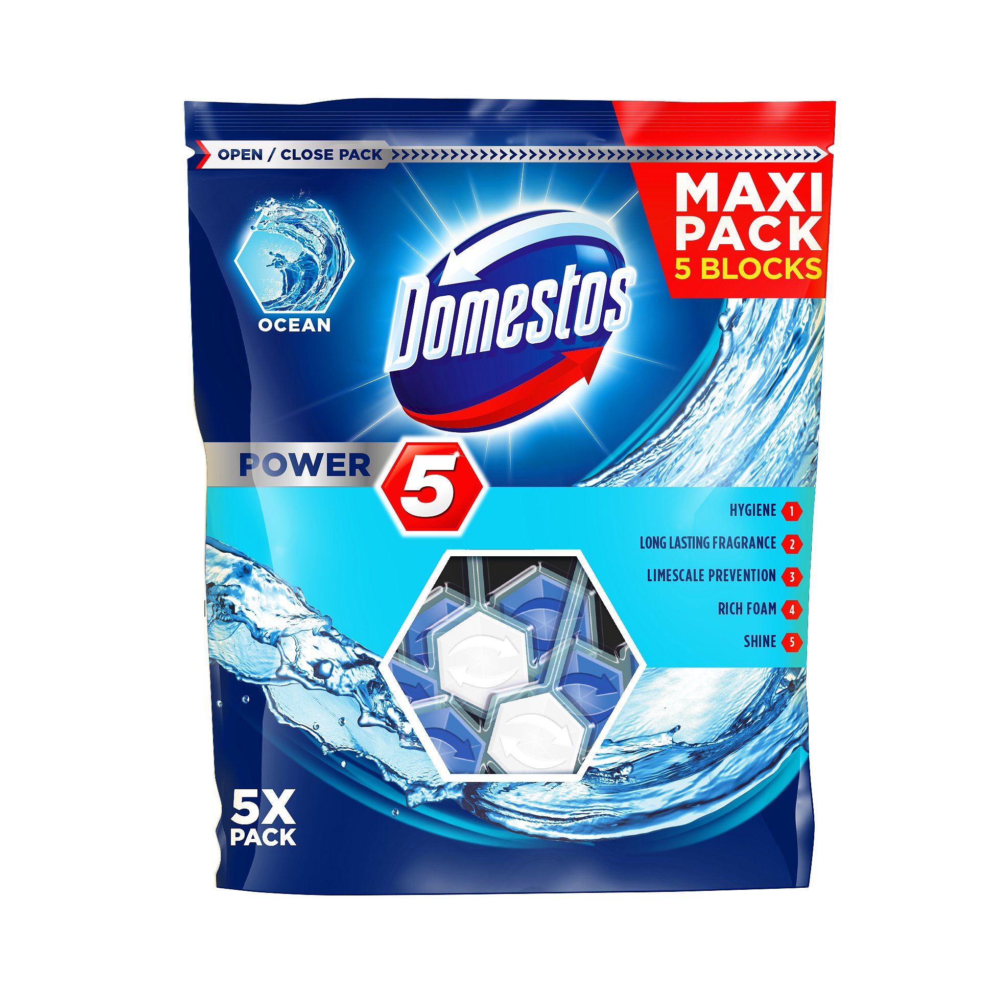 DOMESTOS Power 5 Ocean tuhý WC blok 5x55 g