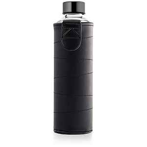 Equa Mismatch skleněná láhev na vodu + obal z umělé kůže barva Graphite 1 ks