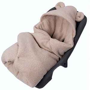 Oteplený fusák, deka s kapucí do autosedačky Beránek - béžový