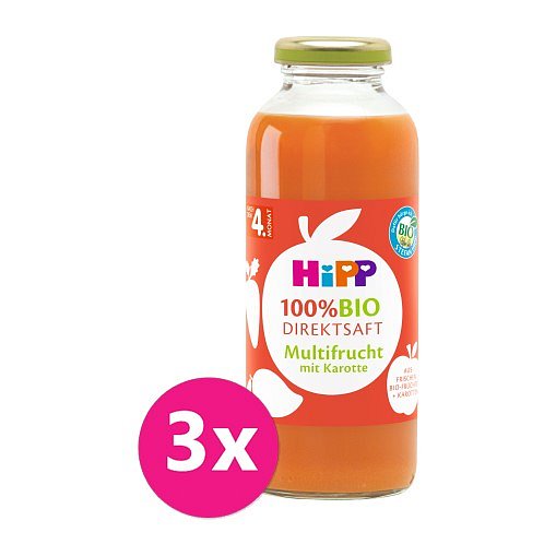 3 x HiPP 100 % Bio Juice Ovocná šťáva s karotkou