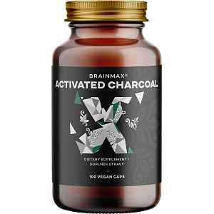 BrainMax Activated Charcoal, aktivní uhlí z kokosových skořápek, 575 mg, 100 rostlinných kapslí