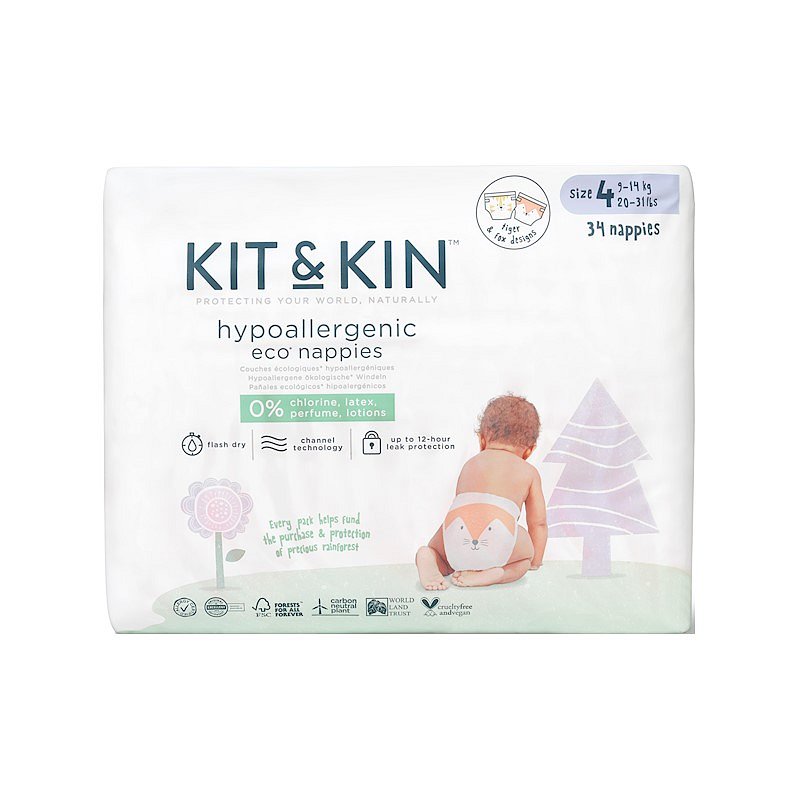 KIT & KIN Eko plenky, velikost 4 (34 ks), 10-17 kg