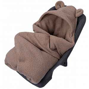 Oteplený fusák, deka s kapucí do autosedačky Beránek- hnědý