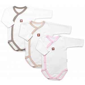 Baby Nellys Rostoucí výhodná sada, 3x Body zap. bokem,růžová/béžová/taupe, vel. 62/68
