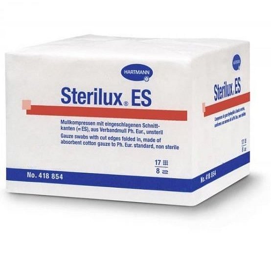 GÁZA SKLÁDANÁ KOMPRESY NESTERILNÍ STERILUX ES 5X5CM,8 VRSTEV,100KS - II.jakost