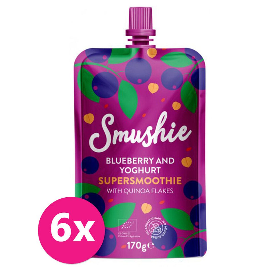 Salvest Smushie BIO Ovocné smoothie s borůvkami jogurtem a quinoou 6 x 170 g