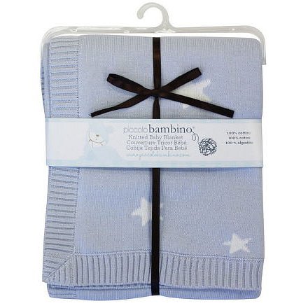 Pletená deka hvězdičky 76x76 cm modrá