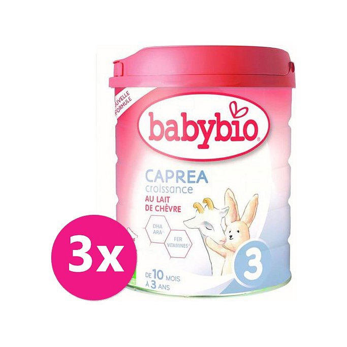 3x BABYBIO CAPREA 3 Croissance plnotučné kozí kojenecké bio mléko 800 g