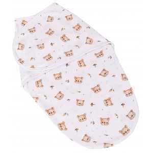 Bavlněný zavinovací vak, zavinovačka Bear, bílá/hnědá