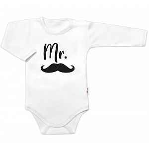 Baby Nellys Body dl. rukáv Mr., bavlna  bílo/černé vel.  74