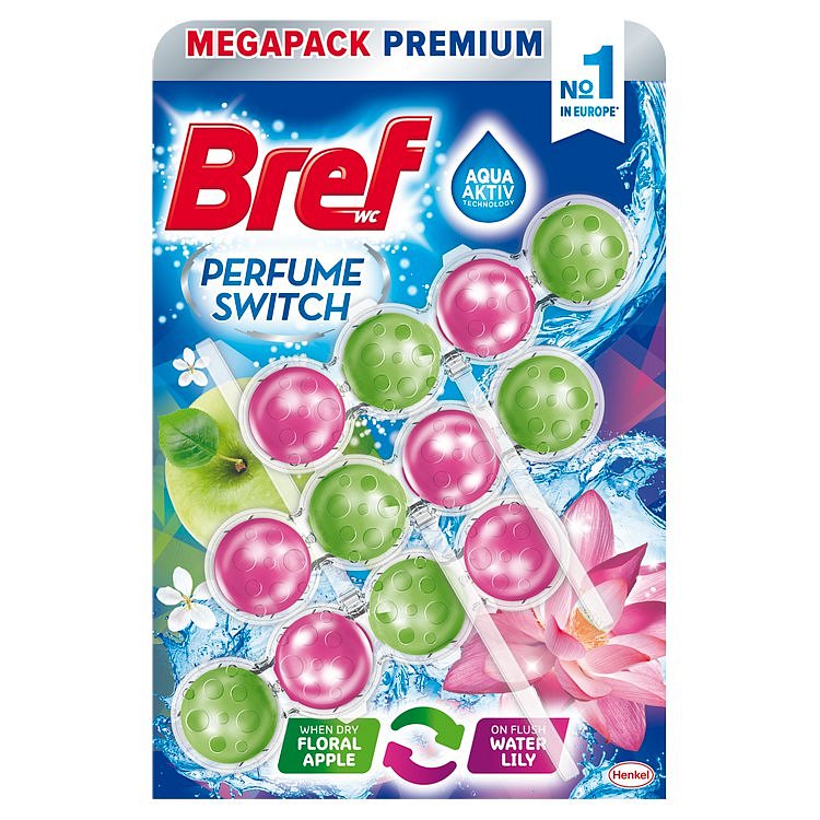 Bref Perfume Switch Floral Apple / Water Lily pevný wc blok  3 x 50 g