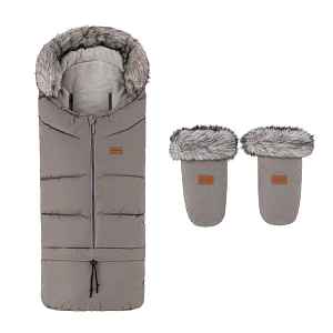 PETITE&MARS Set zimní fusak Arctic 4v1 + rukavice na kočárek Fjora Mocha Mousse