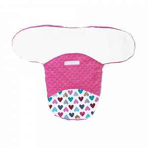 Baby Nellys Zavinovačka, spacáček s minky, 0-6m - Srdíčka, minky růžová