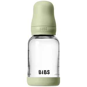 BIBS Baby Glass Bottle Silicone antikoliková láhev se silikonovým pítkem Sage 1 ks