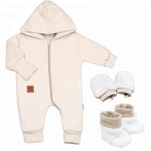 Baby Nellys 3D sada Nature, overal, botky, rukavičky - sv. béžový, vel. 74