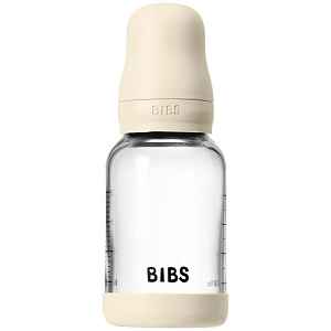 BIBS Baby Glass Bottle Silicone antikoliková láhev se silikonovým pítkem Ivory 1 ks