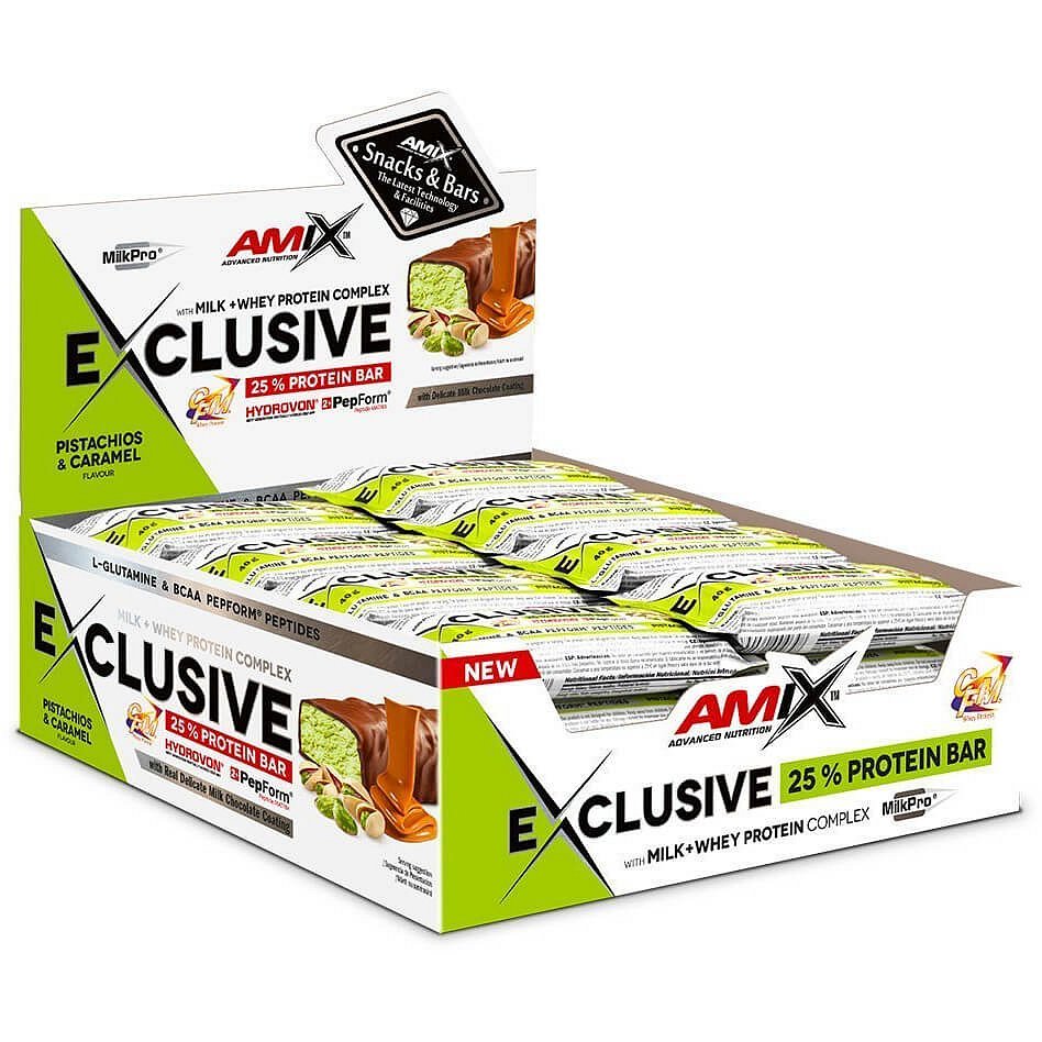 AMIX Exclusive Protein Bar, Pistácie-karamel, 24x40g