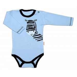Baby Nellys Body dlouhý rukáv, modré, Zebra vel.  86