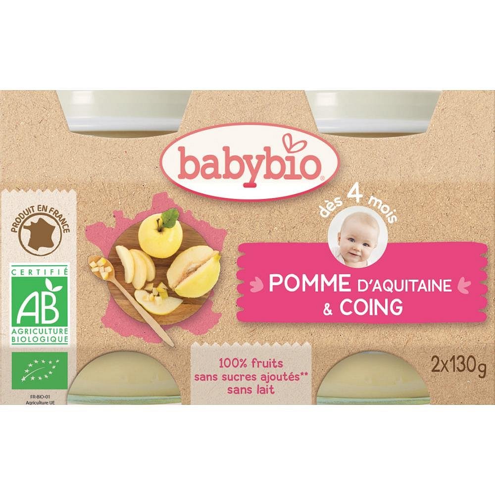 BABYBIO příkrm jablko s kdoulí 2x130 g