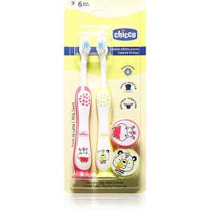 Chicco Toothbrush Set 3-6 y+ zubní kartáček pro děti s přísavkou Hippo-Panda
